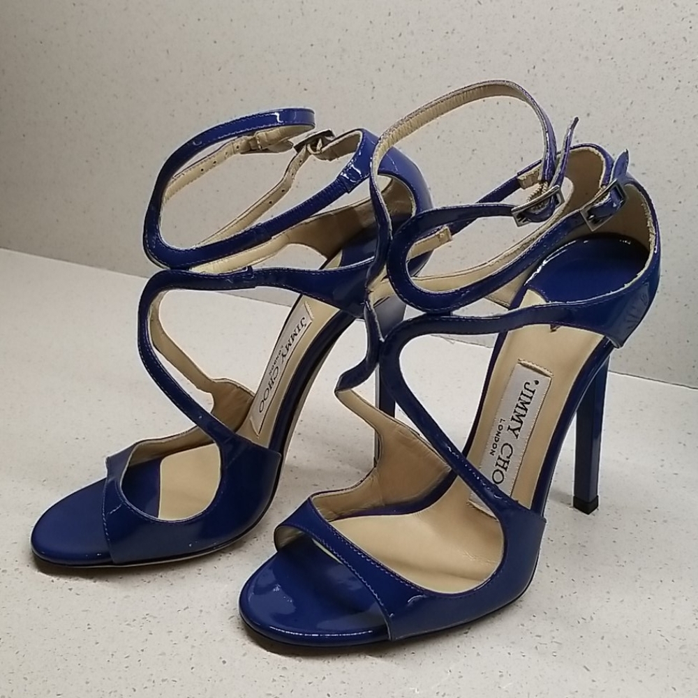 JIMMY CHOO blue patent leather pumps(size 5.5) - Picture 3 of 7